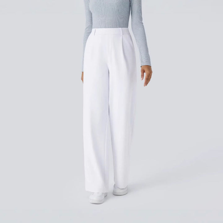Solid-color loose-fit suit trousers