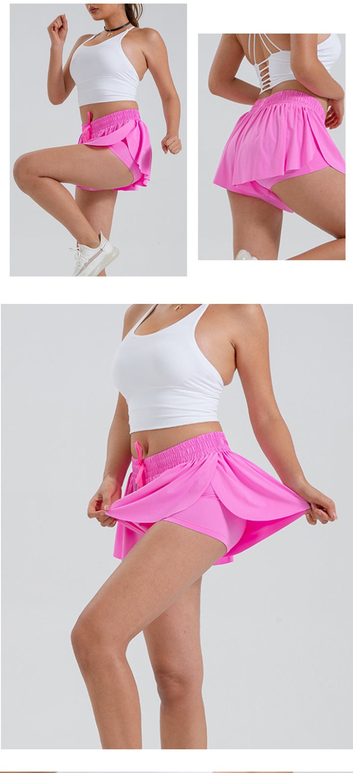 2-in-1 Athletic Shorts, High-Waisted Active Skort with Built-In Liner
