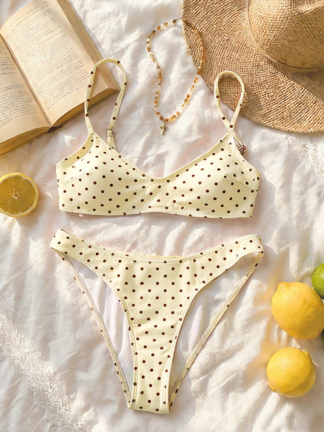 Pink &amp; Red Polka Dot Minimalist Bikini Set