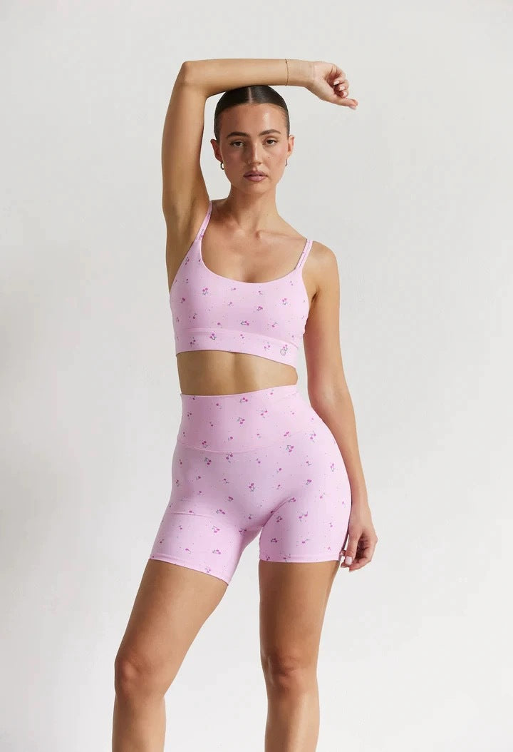 Gingham Print Active 2-Piece Set: Cropped Tank &amp; High-Waisted Biker Shorts