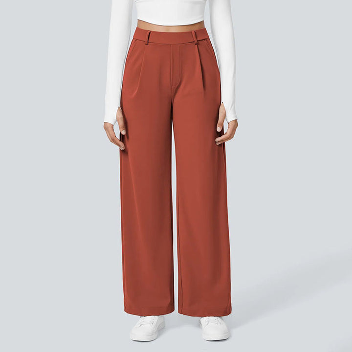 Solid-color loose-fit suit trousers