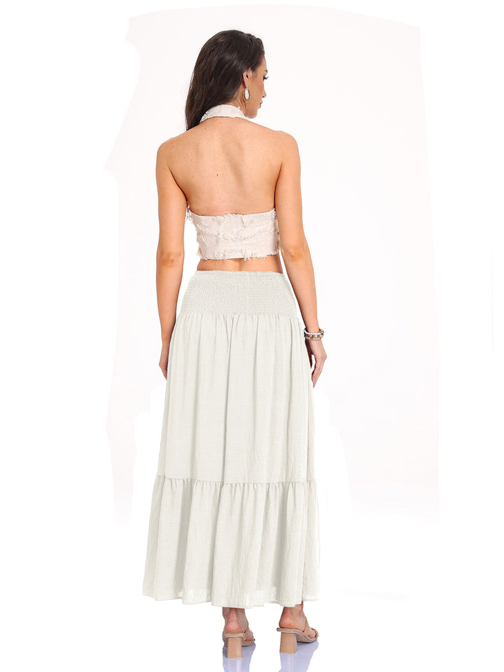 Smocked Waist Tiered Maxi Skirt Effortless movement. Everyday boho ease.