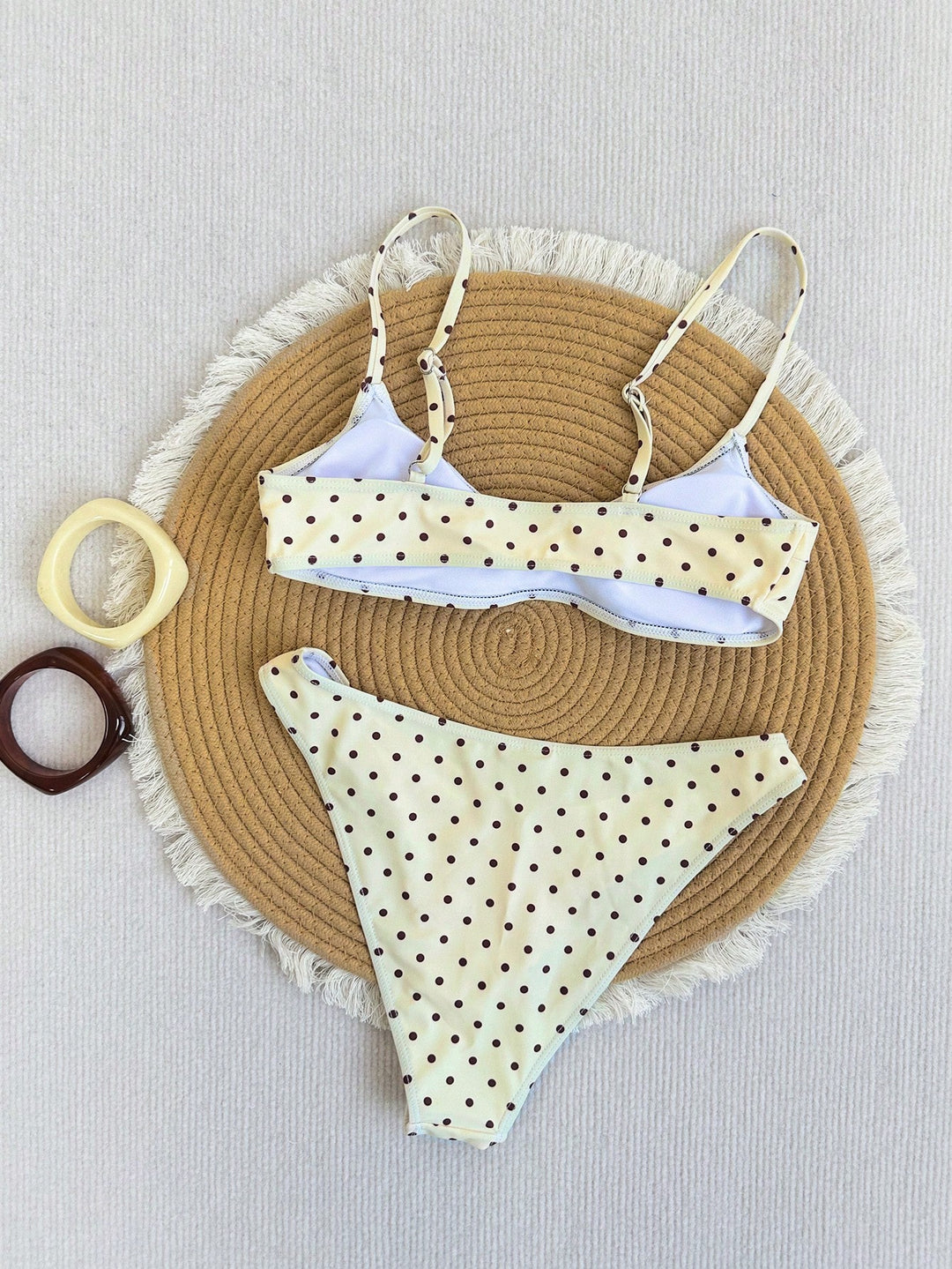 Pink &amp; Red Polka Dot Minimalist Bikini Set