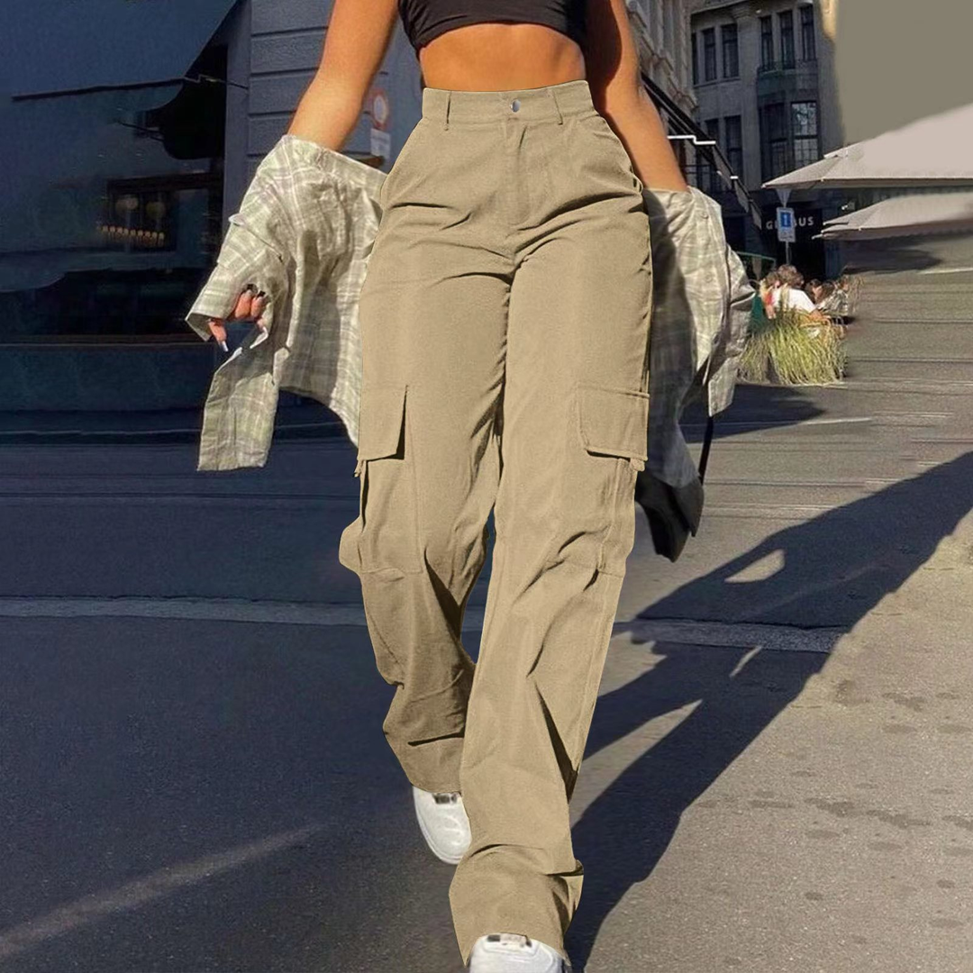 Casual Loose Fit Straight Leg Cargo Trousers