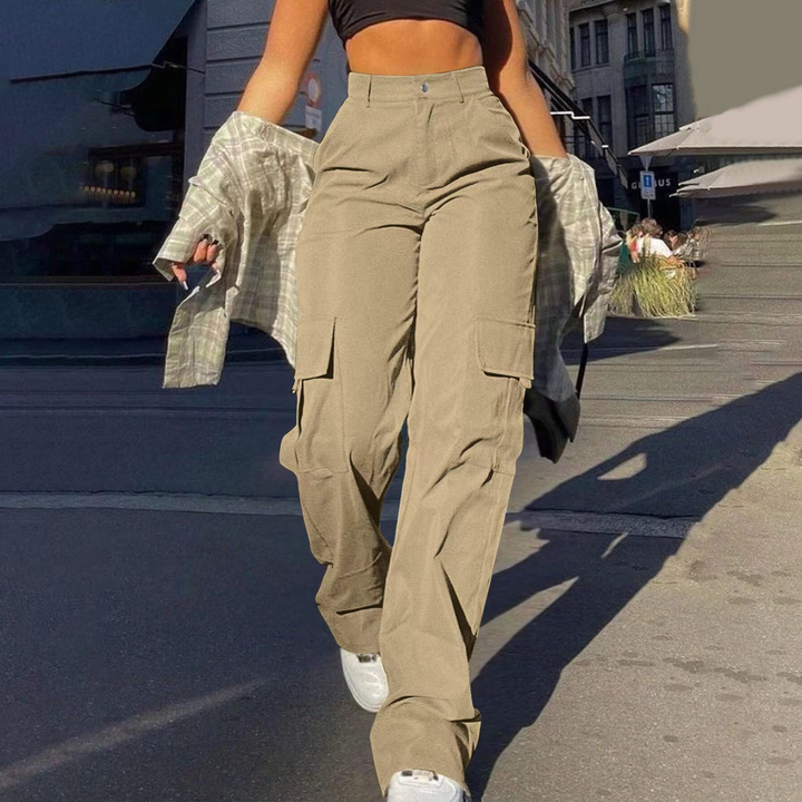Casual Loose Fit Straight Leg Cargo Trousers