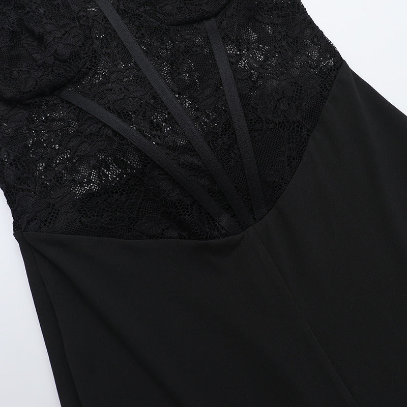 Black Lace Corset Flare Jumpsuit
