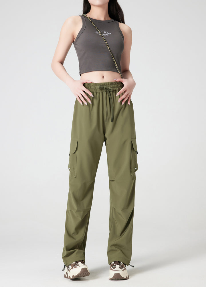 Quick-Dry Cargo Jogger Pants | Utility Streetwear Parachute Pants for Women