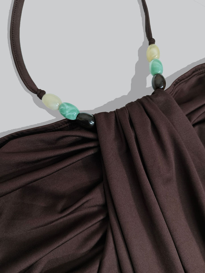 Satin Halter Neck Mini Dress
