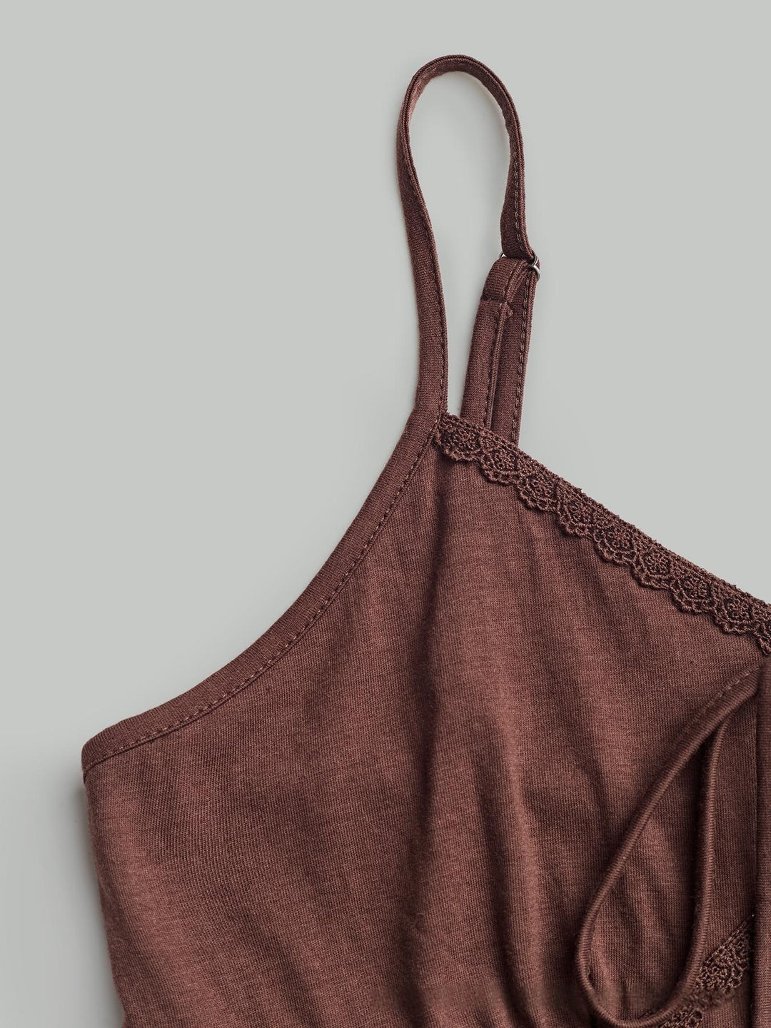 Embroidered Lace Trim Cami Top, Boho Peplum Spaghetti Strap Tank