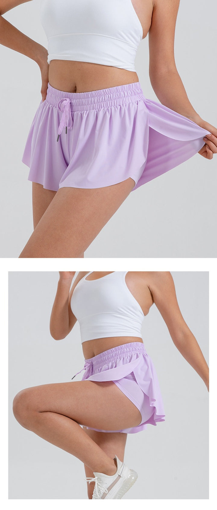 2-in-1 Athletic Shorts, High-Waisted Active Skort with Built-In Liner