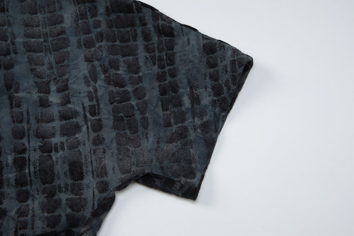 Croc-Embossed Off-Shoulder Mini Dress