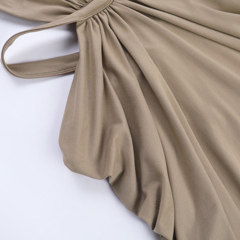 Halter Cutout Ruched Mermaid Maxi Dress