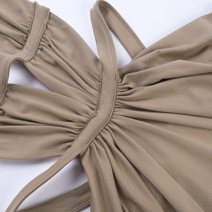 Halter Cutout Ruched Mermaid Maxi Dress