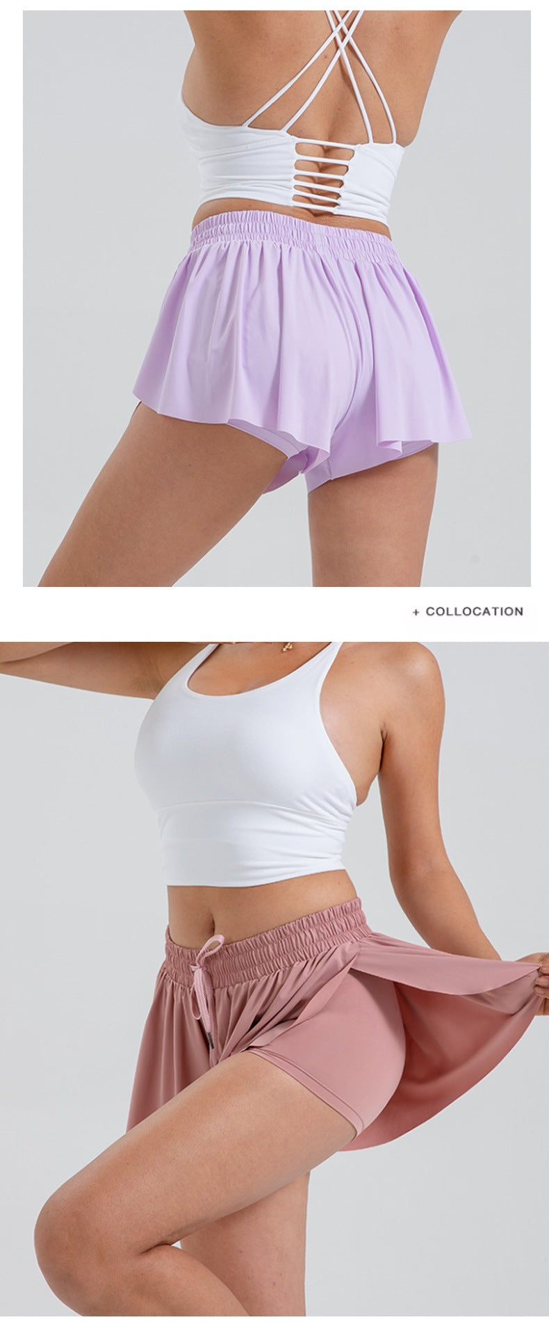 2-in-1 Athletic Shorts, High-Waisted Active Skort with Built-In Liner
