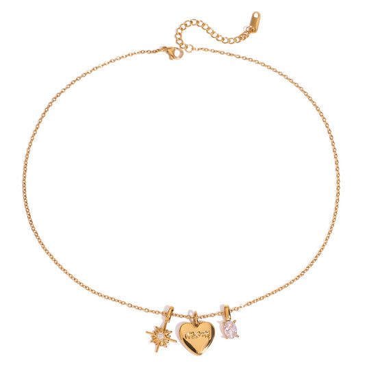 Mother’s Day Gift for Mom | Heart, Star & CZ Charm Pendant