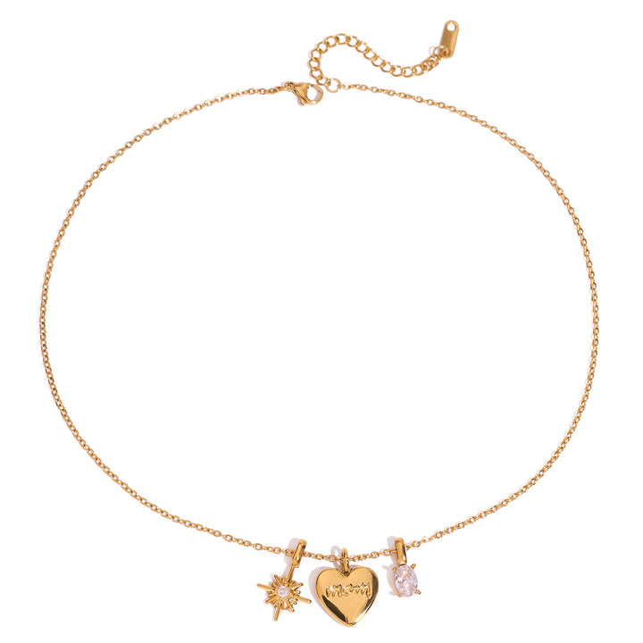 Mother’s Day Gift for Mom | Heart, Star &amp; CZ Charm Pendant
