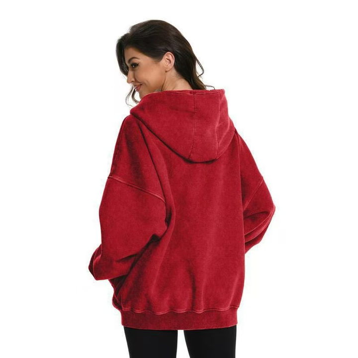 Casual Drop Shoulder Zip Hoodie