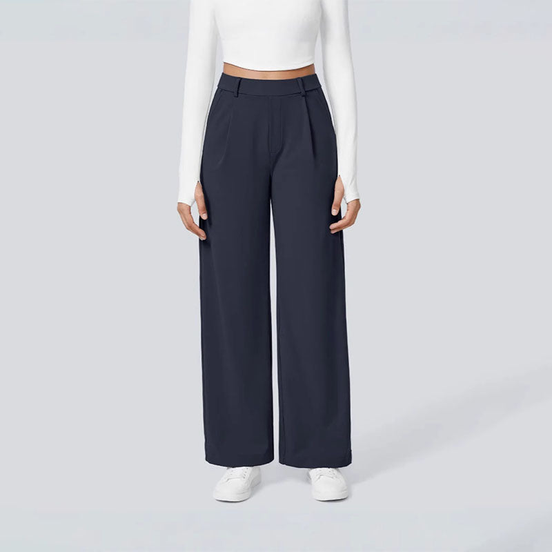Solid-color loose-fit suit trousers
