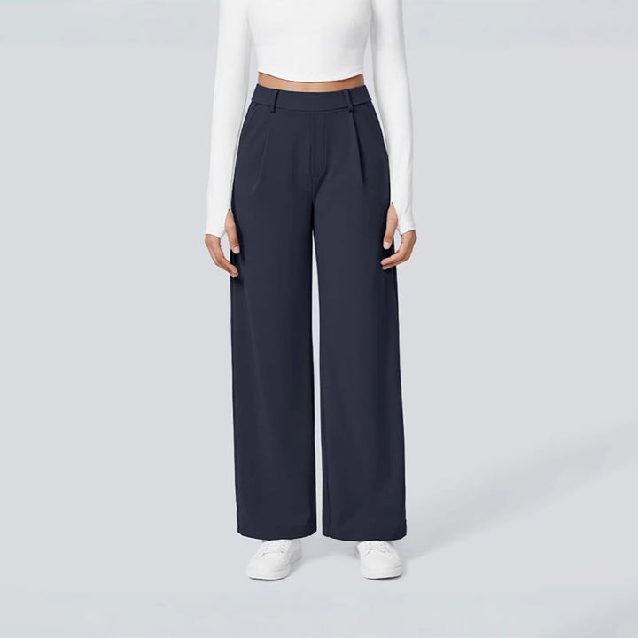 Solid-color loose-fit suit trousers