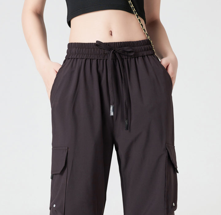 Quick-Dry Cargo Jogger Pants | Utility Streetwear Parachute Pants for Women
