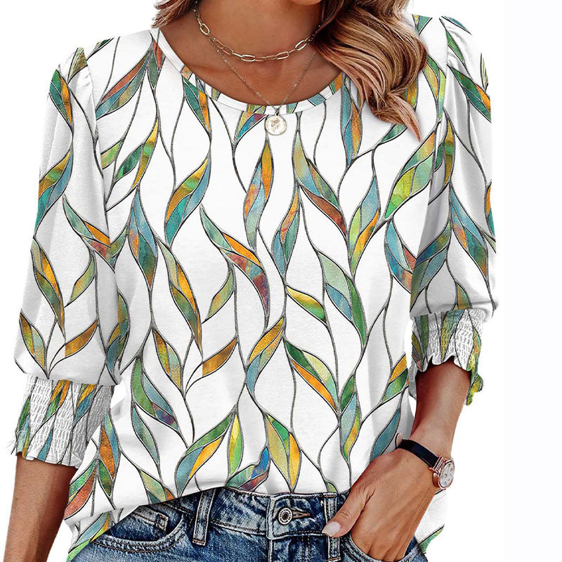 Printed Round Neck Top