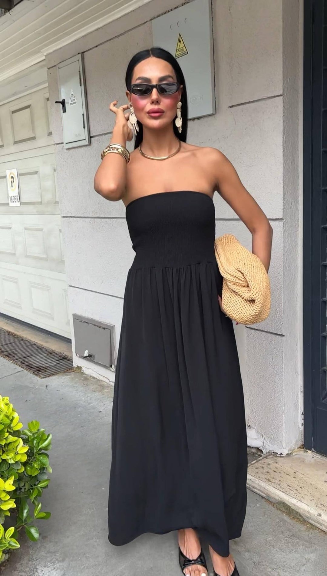 Strapless Linen-Blend Midi Dress | Minimalist Quiet Luxury Sundres