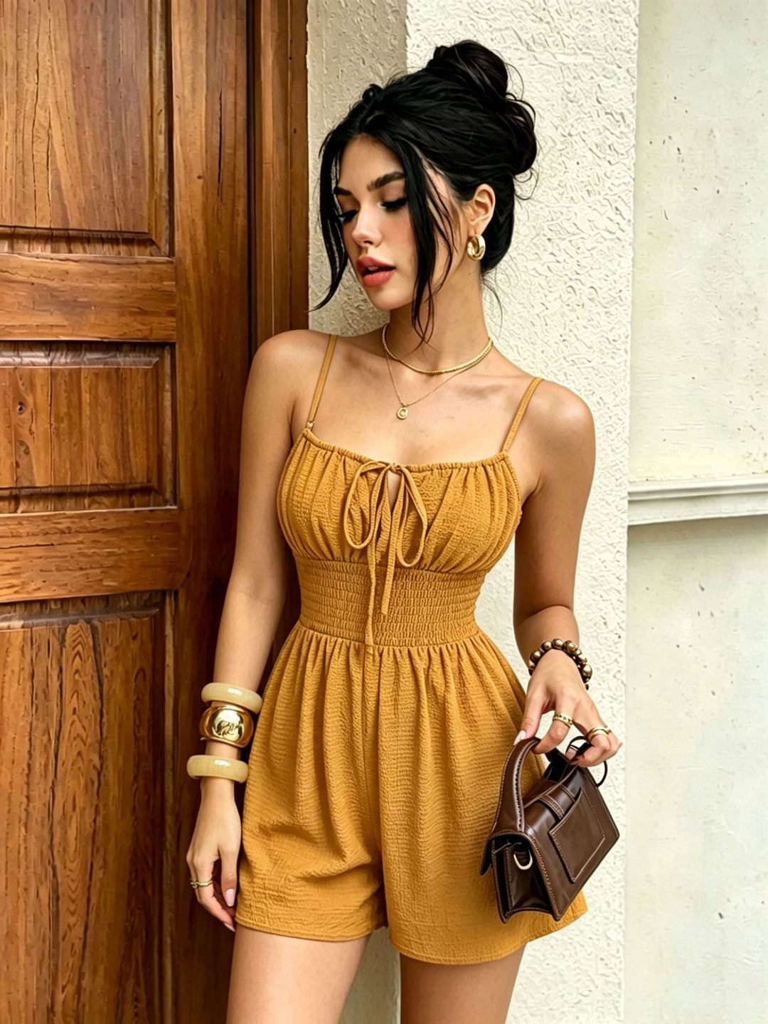 Smocked Waist Spaghetti Strap Romper