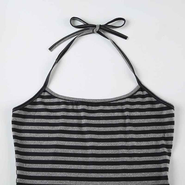 Multi-Style Striped Co-Ord Set | Halter / Off-Shoulder Top &amp; Drawstring Shorts for Women