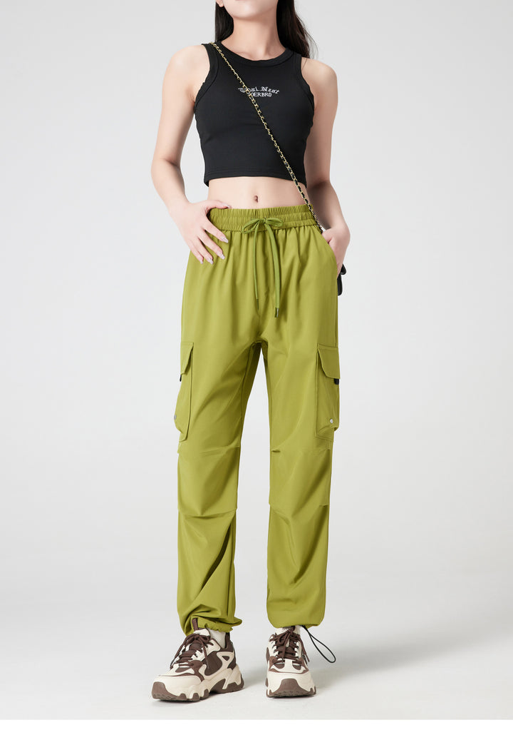 Quick-Dry Cargo Jogger Pants | Utility Streetwear Parachute Pants for Women