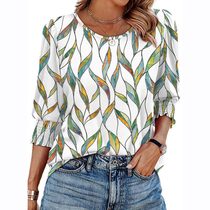 Printed Round Neck Top