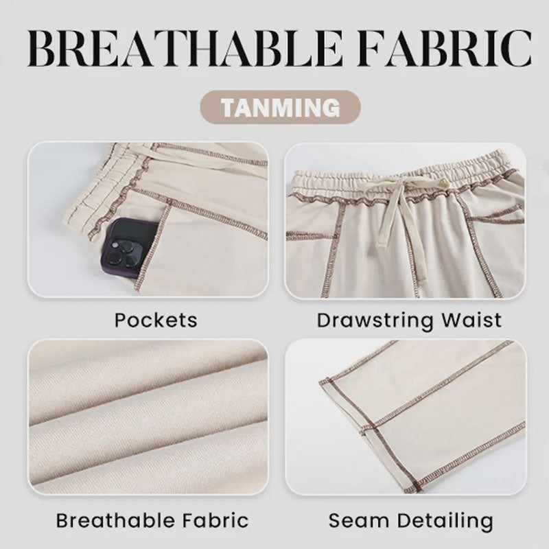 Casual elastic waist wide-leg pants