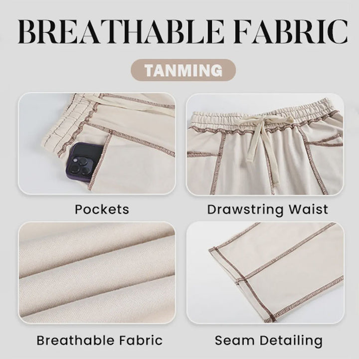Casual elastic waist wide-leg pants