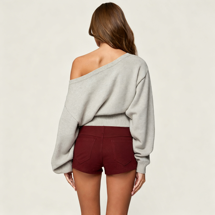 Off-shoulder high-waisted slimming sweater