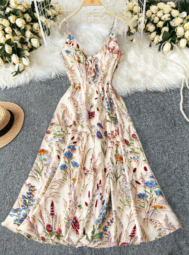 Floral Print Spaghetti Strap Midi Dress