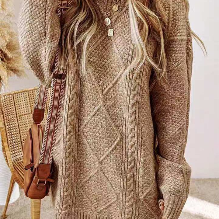 Vintage Cable Knit Casual Sweater Dress