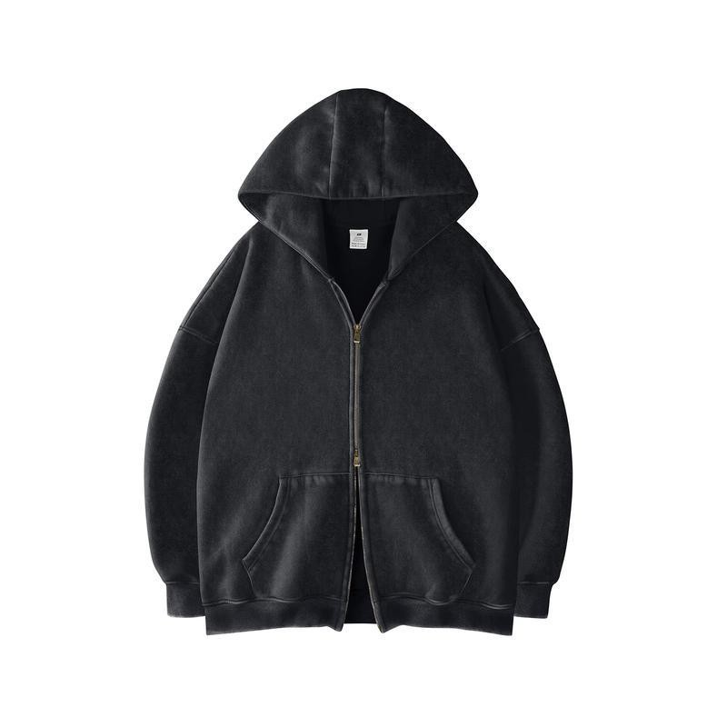 Casual Drop Shoulder Zip Hoodie