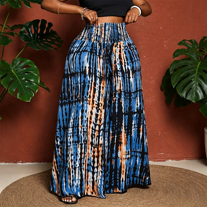 Plus Size Printed Loose Straight Leg Pants
