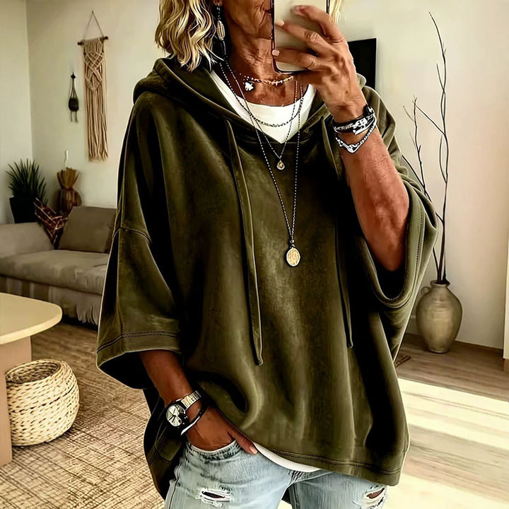 Velvet hooded casual sweatshirt