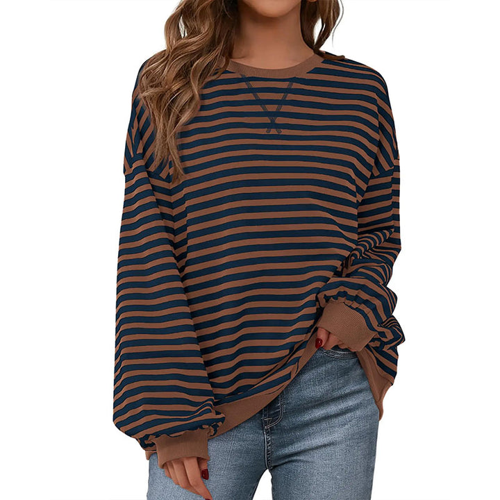 Striped crew-neck long-sleeve sweatshirt