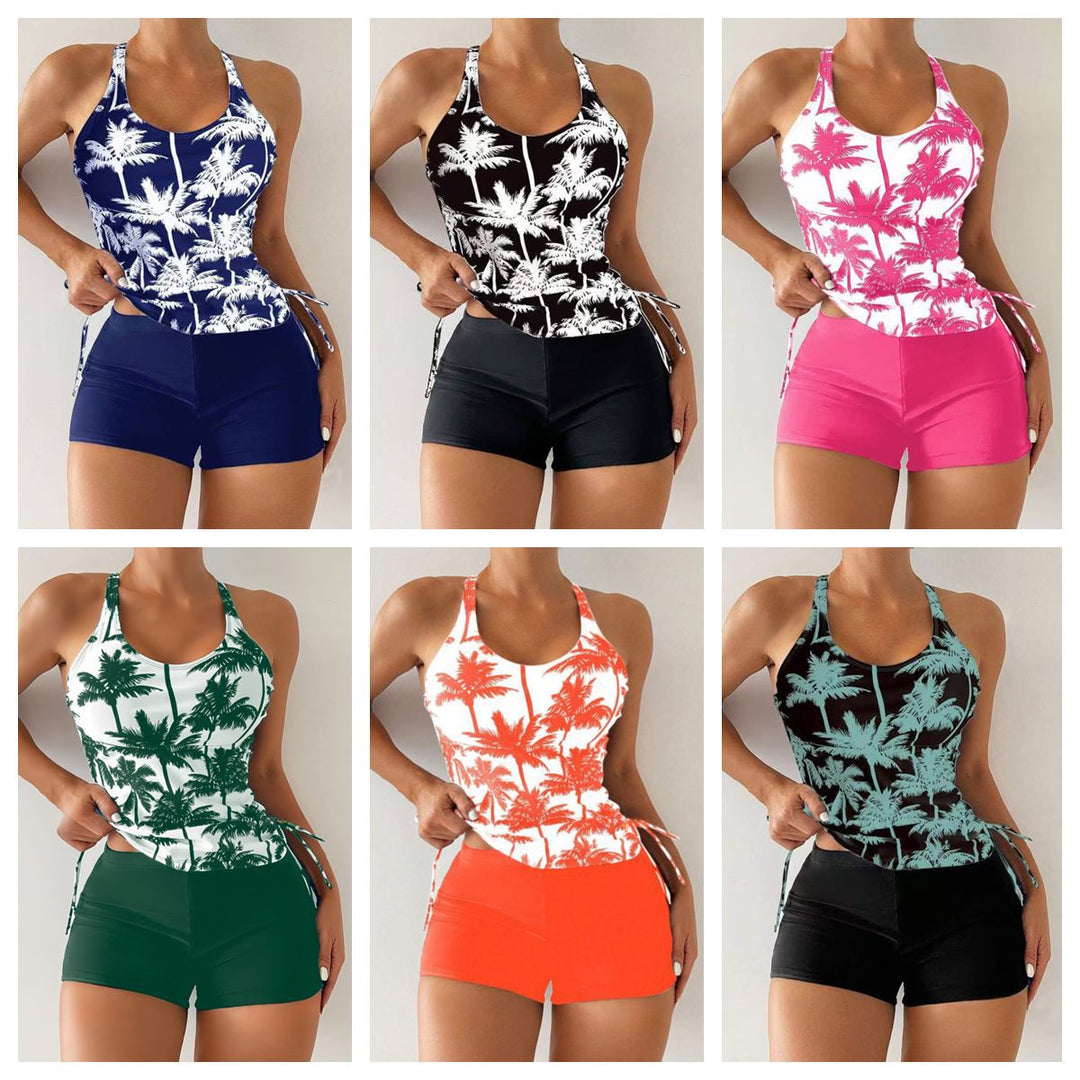 Palm Print Tankini Swim Set