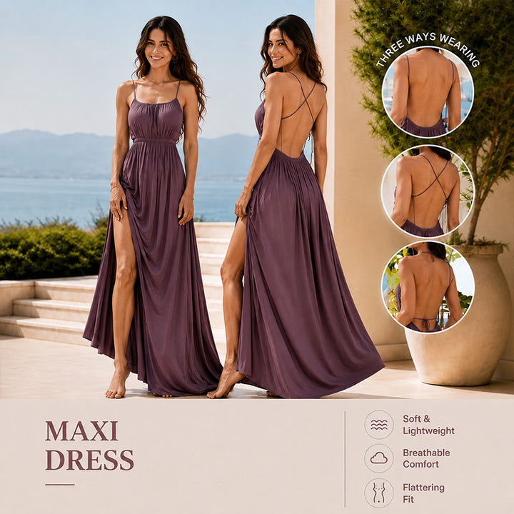 Drawstring Maxi Slip Dress