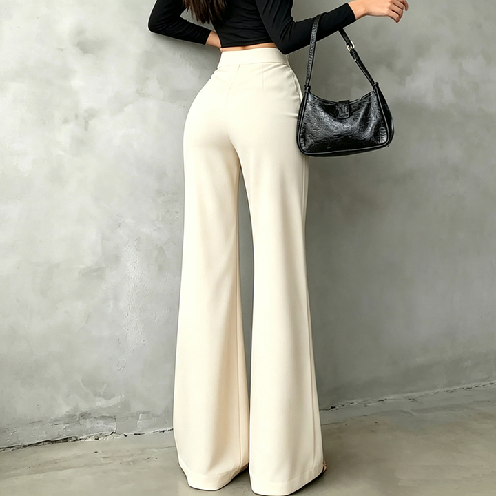 High-waisted asymmetric wide-leg trousers
