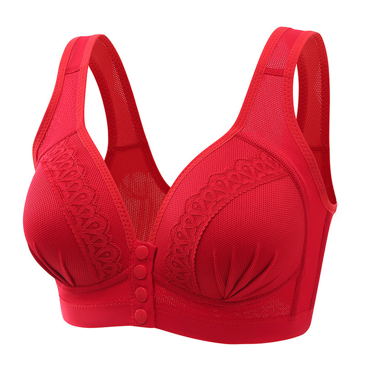 Lace Trim Front Snap Wireless Bra