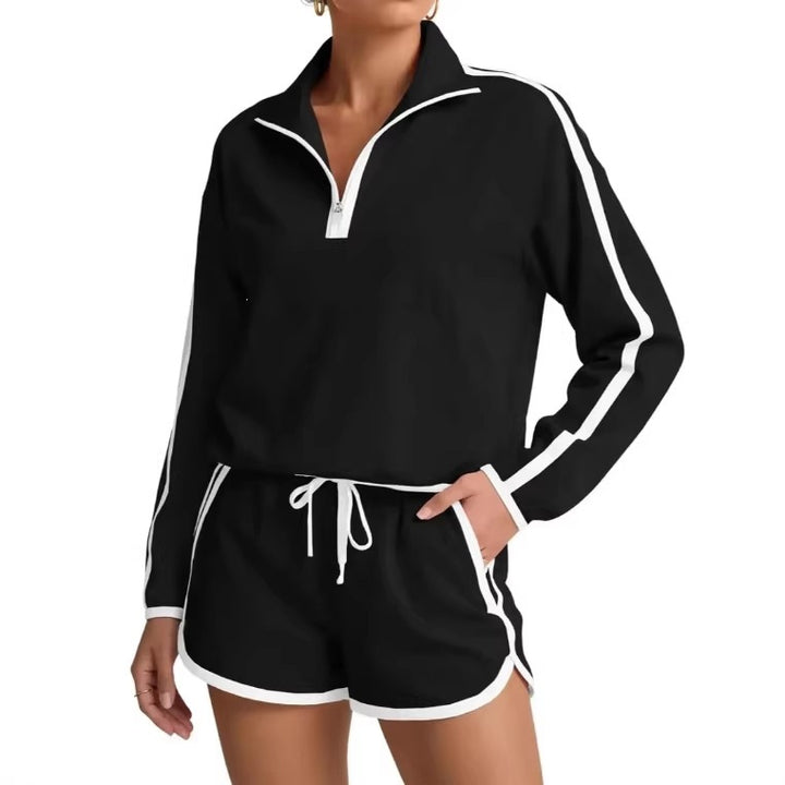 2-Piece Tracksuit, Half-Zip Polo Top &amp; Drawstring Shorts