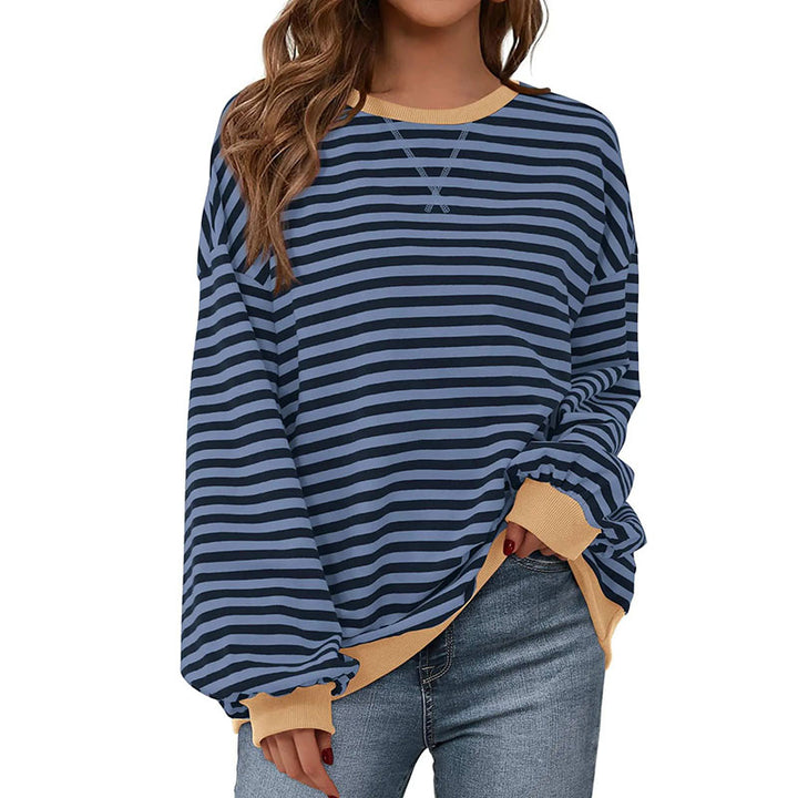 Striped crew-neck long-sleeve sweatshirt