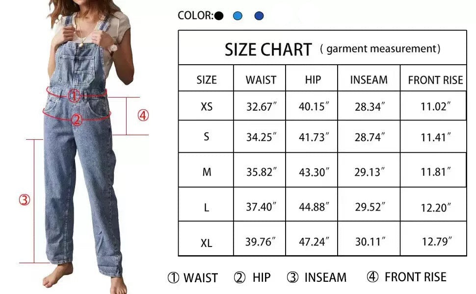 Loose-Fit Denim Overalls