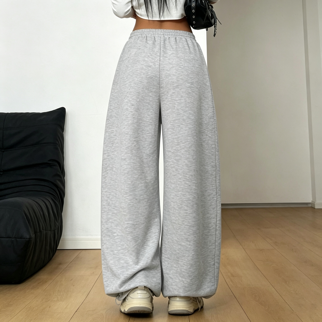 Women Elastic Waist Baggy Wide Leg Pants