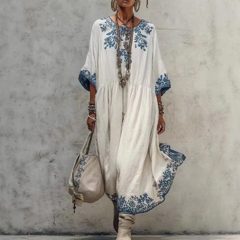Loose-fitting printed dress