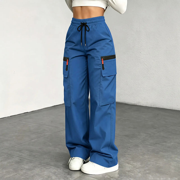 Drawstring wide-leg cargo pants