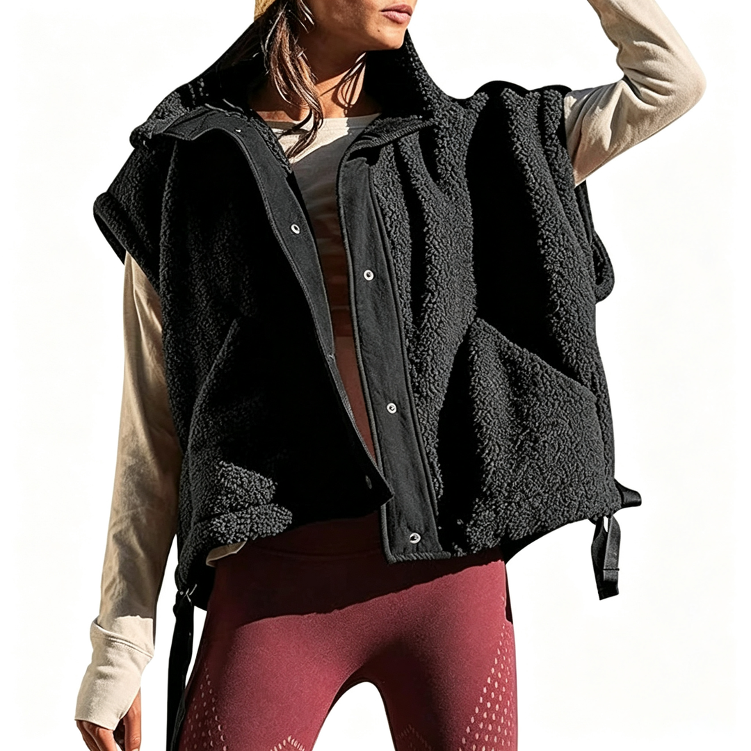 Fuzzy Fleece Button Front Casual Vest